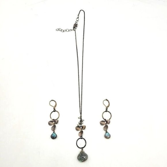Natural Rainbow Labradorite Briolette Earrings Necklace SUPER FIRE OOAK Beauty - Picture 2 of 6
